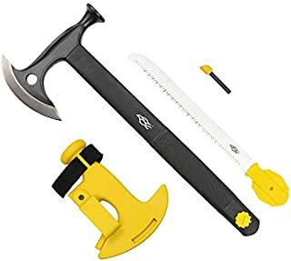 GANZO Firebird Camping Axe Set FSA02-YE 14 inch-Lightweight Portable Multifunctional Small Camp Hatchet Tool with Fiberglass Handle Best Survival Saw and Flint for Camping Hiking Outdoor Adventure