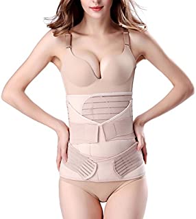 3 in 1 Postpartum Support Recovery Belly Wrap Waist/Pelvis Belt Body Shaper Postnatal Shapewear,Plus Size Beige