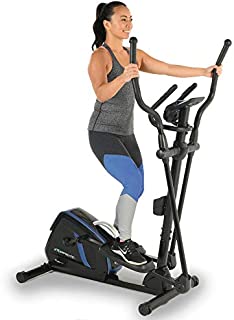 Exerpeutic Magnetic Flywheel Elliptical Trainer Machine for Home Gym with Natural Elliptical Motion, Bluetooth MyCloudFitness Tracking and Pulse Rate Grips, Black Blue