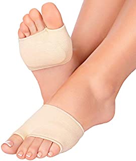 Metatarsal Pad, Ball of Foot Cushion Soft Fabric, Left+Right Forefoot Pad, Gel Silicon Insert Metatarsal Sleeve Pad for Mortons Neuroma, Callus, Metatarsalgia Pain, Blisters, Bunion 2PCS-Large