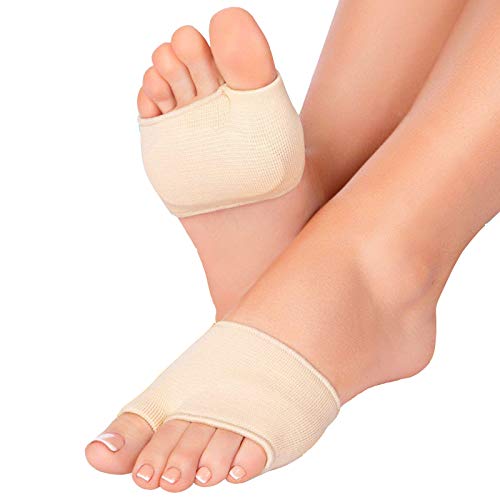 Metatarsal Pad, Ball of Foot Cushion Soft Fabric, Left+Right Forefoot Pad, Gel Silicon Insert Metatarsal Sleeve Pad for Mortons Neuroma, Callus, Metatarsalgia Pain, Blisters, Bunion 2PCS-Large