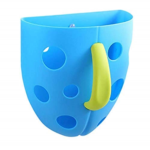 Fun Baby Bath Toy Organizer/Storage, Holds Lots of Tub Toys for Kids, Delights Children, Scoop, Rinse and Drain, Bathtub Toy Holders, 2 Suction Cups and Self Sticking Hook - Blue