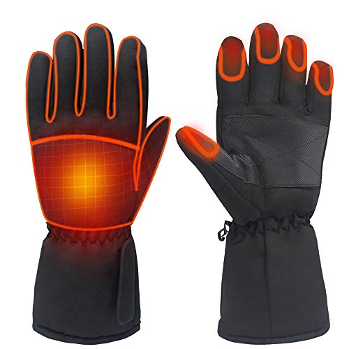 Electric Battery Heated Gloves for Women Men,Touchscreen, Black, Size Large