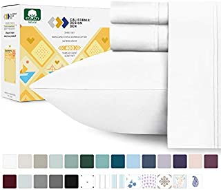 400 Thread Count 100% Cotton Sheet Pure White King Sheets Set, 4-Piece Long-staple Combed Pure Cotton Best Sheets For Bed, Breathable, Soft & Silky Sateen Weave Fits Mattress 16'' Deep Pocket