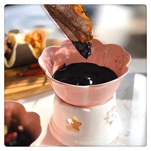 AMBER Commune Fondue Set,Glazed Ceramic Fondue Pot For Cheese or Chocolate,Tapas,Butter Warmer Set.200 ml.