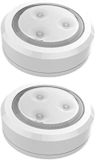 Brilliant Evolution BRRC113 Ultra Thin Wireless LED Puck Light 2 Pack | LED Under Cabinet Lighting | Closet Light | Battery Powered Lights | Under Counter Lighting | Stick On Tap Light