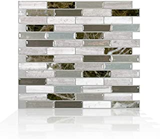 Smart Tiles Authentic Premium Peel and Stick Classic Earth Tone Backsplash Self-Adhesive Wall Tiles (4 Sheets of 10.2 X 9) for Kitchen Bathroom Laundry Room Dark Earth Tone (Milenza Genoa)