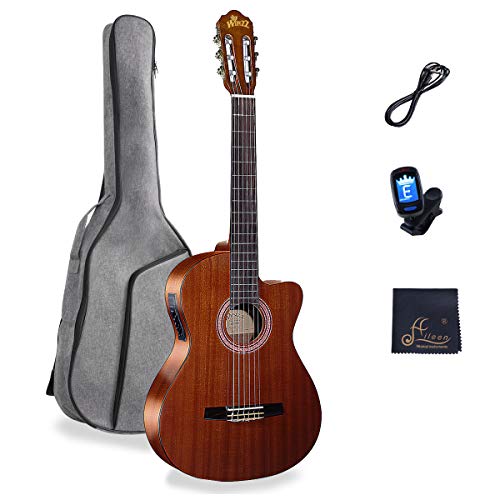 39 Inches Cutaway Nylon-string Classical Electric Guitar Build-in Pickup Kit Set