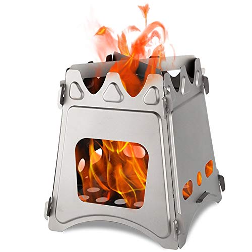 Herui Stainless Steel Picnic Stove For Wood Burning Camping Portable Cooking Stove Alcohol Burner Pocket Stove (Steelstain stove3)