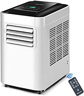 COSTWAY 10,000 BTU Portable air Conditioner, Portable Air Cooler Bladeless for Indoor Home Office Dorms with Cool Fan Dehumidify & Sleep Modes with Remote Control (White and Black)