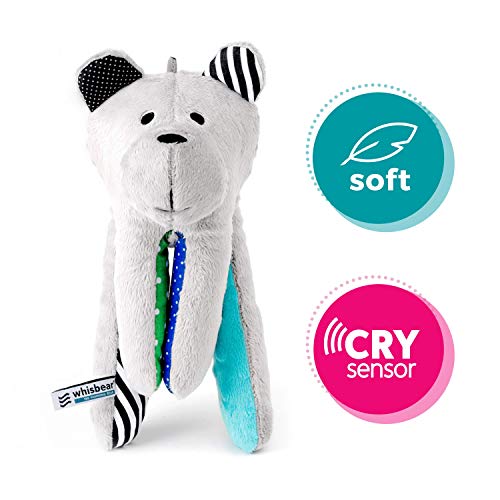 Whisbear The Humming Bear Sleep Soother, Sensory Toy for Babies, Helps Babies Fall Asleep with a Calming Sound, reacts to Babies Crying, Safe Teddy Bear, Turquoise