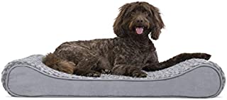 Furhaven Pet Dog Bed - Orthopedic Ultra Plush Faux Fur Ergonomic Luxe Lounger Cradle Mattress Contour Pet Bed with Removable Cover for Dogs and Cats, Gray, Large