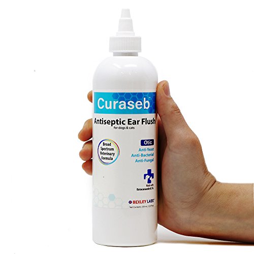 Curaseb - Dog Ear Infection Treatment  Treats Ear Mite, Yeast & Fungal Infections  Cleans & Flushes Away Sticky & Smelly Infected Ears - Broad Spectrum Veterinary Formula, 12oz