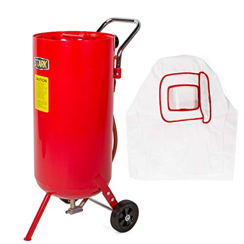 Stark 20 Gallon Air Sandblaster Portable Sand Blaster Air Media Abrasive Blasting Tank Deadman w/Handle and Wheel, Red