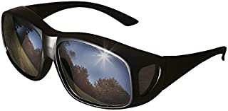 LensCovers Sunglasses - Wear Over Prescription Glasses. Size Large with Reflective Lens