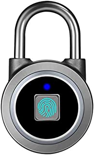 Fingerprint Padlock, Bluetooth Lock, Mobile APP, MEGAFEIS Smart Padlock with Keyless Biometric, Water Resistant, Suitable for Gym, Sports, Bike, School, Fence and Storage(Grey)