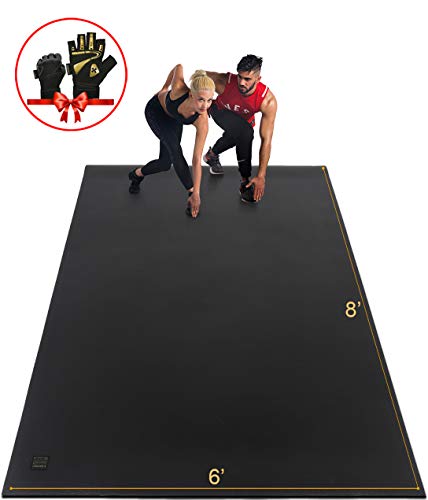 Gxmmat Extra Large Exercise Mat 6'x8'x7mm, Thick Workout Mats for Home Gym Flooring, High Density Non-Slip Durable Cardio Mat, Shoe Friendly, Great for Plyo, MMA, Jump Rope, Stretch, Fitness