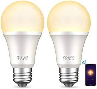 Gosund Smart Light Bulb Works with Alexa Google Home, Dimmable WiFi LED Light Bulbs, E26 A19 Warm White 2700K Bulb, No Hub Required, 8W (75W Equivalent), 2 Pack