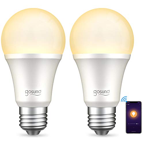 Gosund Smart Light Bulb Works with Alexa Google Home, Dimmable WiFi LED Light Bulbs, E26 A19 Warm White 2700K Bulb, No Hub Required, 8W (75W Equivalent), 2 Pack