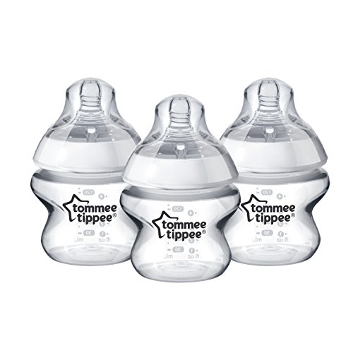 Tommee Tippee Closer to Nature Baby Bottle, Anti-Colic, Breast-like Nipple, BPA-Free - Extra Slow Flow, 5 Ounce (3 Count)