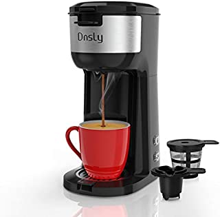 Dnsly Coffee Maker Single Serve, for K-Cup Pod & Ground Coffee 2 in 1 Coffee Machine, Strength-Controlled Self Cleaning Function, Advanced Black