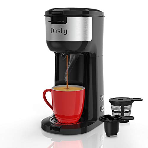 Dnsly Coffee Maker Single Serve, for K-Cup Pod & Ground Coffee 2 in 1 Coffee Machine, Strength-Controlled Self Cleaning Function, Advanced Black