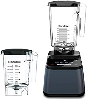 Blendtec Designer 625 Blender (96 oz) and Mini WildSide+ Jar (46 oz) Bundle Commercial-Grade Power, 4 Pre-Programmed Cycles, 6-Speeds, Sleek and Slim, Slate Grey