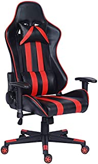 Ergonomic Design Multi-Function Racing Style Swivel Gaming Chair with PU Leather, High Back, Adjustable Headrest, Adjustable Lumbar Support(redblack)