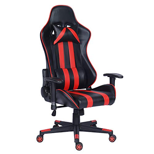 Ergonomic Design Multi-Function Racing Style Swivel Gaming Chair with PU Leather, High Back, Adjustable Headrest, Adjustable Lumbar Support(redblack)