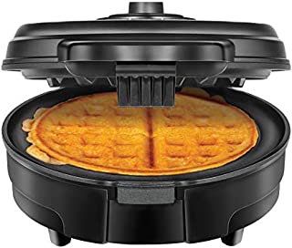 Chefman Anti-Overflow Belgian Waffle Maker w/Shade Selector, Temperature Control, Mess Free Moat, Round Iron w/Nonstick Plates & Cool Touch Handle, Measuring Cup Included, Black