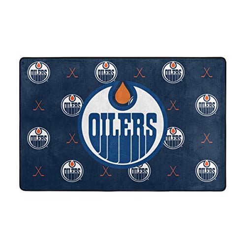 KAQ Fang Mei Edmonton Logo Oilers Ultra Soft Carpet Indoor Fluffy Area Rugs Suitable for Children Living Room Bedroom Home Rugs