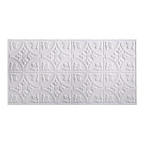 Fasade Traditional 2 Matte White Glue Up Ceiling Tile