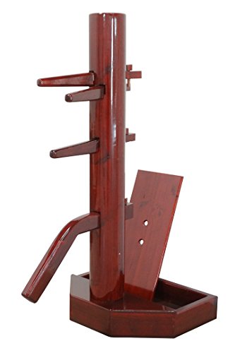 Wing Chun Wooden Dummy with Base Cherry-Colored with Form and Cover