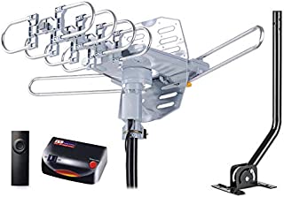 pingbingding HDTV Antenna Amplified Digital Outdoor Antenna with Mounting Pole & 40FT RG6 Coax Cable--150 Miles Range--360 Degree Rotation Wireless Remote--Snap-On Installation Support 2 TVs