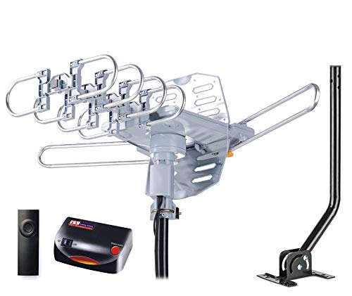 pingbingding HDTV Antenna Amplified Digital Outdoor Antenna with Mounting Pole & 40FT RG6 Coax Cable--150 Miles Range--360 Degree Rotation Wireless Remote--Snap-On Installation Support 2 TVs