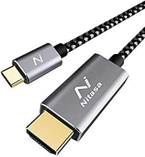 USB C to HDMI Cable (4K@60Hz), NITASA 6ft USB Type C to HDMI Cable(Thunderbolt 3 Compatible) for MacBook Pro 2017 2018 2019, iPad Pro/MacBook Air 2018 2019, Surface Book 2, iMac, ChromeBook, Galaxy S9