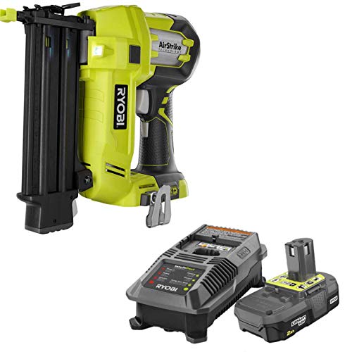 Ryobi 3 Piece 18V One+ Airstrike Brad Nailer Kit (Includes: 1 x P320 Brad Nailer, 1 x P190 18-Volt ONE+ 2.0 Ah lithium-ion battery, P118 dual chemistry charger (Renewed)