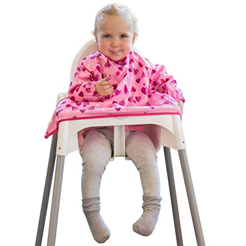 New Tidy Tot Cover & Catch Waterproof Bib attaches to highchair NO More Gaps ! Long Sleeve Coverall Baby weaning bib for BLW Baby led weaning