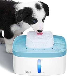 Veken 100oz/3L Pet Fountain, Automatic Cat Water Fountain Dog Water Fountain with LED Lights, 3 Replacement Filters for Cats, Dogs, Multiple Pets (Blue)