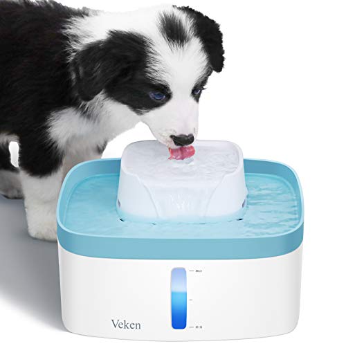 Veken 100oz/3L Pet Fountain, Automatic Cat Water Fountain Dog Water Fountain with LED Lights, 3 Replacement Filters for Cats, Dogs, Multiple Pets (Blue)