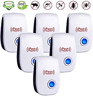 Ultrasonic Pest Repeller 6 Pack,Upgraded Electronic Pest Repellent Plug in Indoor Pest Control for Insects, Mosquito, Mouse, Cockroaches, Rats, Bug, Spider, Ant, Human and Pet Safe