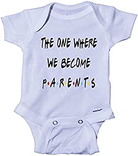 Ink Trendz The One Where We Become Parents Friends TV Themed Cute Announcement Baby One-Piece Onesie (0-3 Months) White