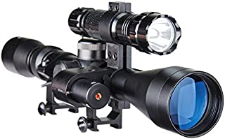 Pinty 3-9X40 Duplex Optical Hunting Rifle Scope Combo with Red Laser and Torch