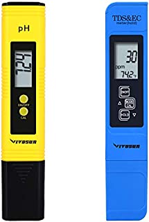 VIVOSUN pH and TDS Meter Combo, 0.05ph High Accuracy Pen Type pH Meter +/- 2% Readout Accuracy 3-in-1 TDS EC Temperature Meter