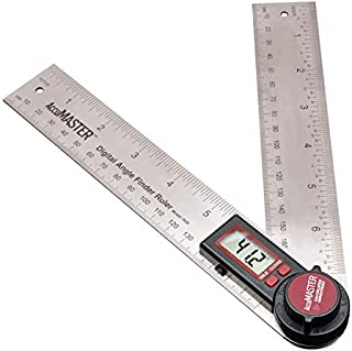 Calculated Industries 7455 AccuMASTER Digital Protractor Angle Finder Ruler for Crown, Trim, Woodworking | 7 Inch Stainless Steel Blade | Hold and Zero Function | Includes Battery, Protective Case