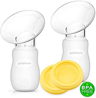 Silicone Breast Pump 2 Pack, Manual Breast Pump with Protective lid, Portable Milk Saver for Breast Feeding,100% Food Grade Silicone BPA Free(4oz/100ml)