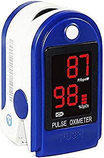 Concord Basics Blue Fingertip Pulse Oximeter Blood Oxygen Saturation Monitor with Carrying Case, Batteries, Silicone Cover and Lanyard