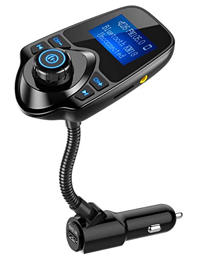 Nulaxy Bluetooth Car FM Transmitter Audio Adapter Receiver Wireless Hands Free Car Kit W 1.44 Inch Display - KM18 Black