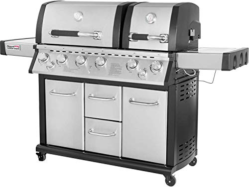 Royal Gourmet Mirage MG6001-R Two Split Lid 6-Burner Cabinet Propane Infrared Burner Gas Grill, Side Burner, 96,000 BTU,Stainless Steel