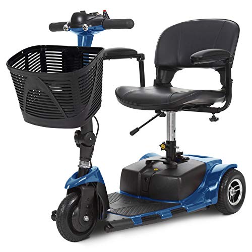 Vive 3-Wheel Mobility Scooter - Electric Powered Mobile Wheelchair Device for Adults - Folding, Collapsible and Compact for Travel - Long Range Power Extended Battery with Charger and Basket Included